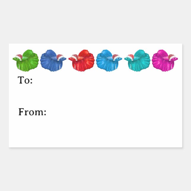 Adesivo Retangular Betta Fish Santas Sticker (Frente)