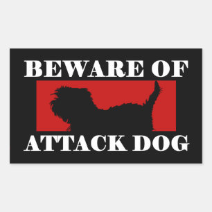 Adesivo Retangular Beware do cão de ataque - Affenpinscher