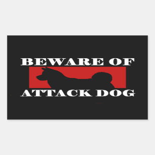 Adesivo Retangular Beware do cão de ataque - Akita