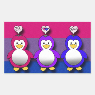 Adesivo Retangular Bi Love Bi Pride Cute penguins