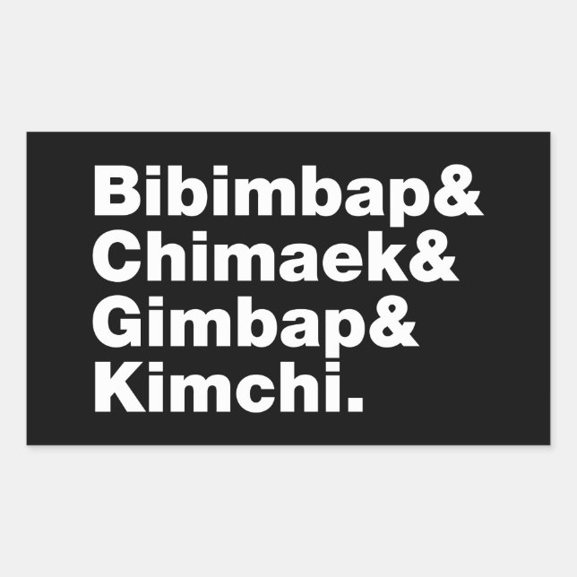 Adesivo Retangular Bibimbap & Chimaek & Gimbap & Kimchi. Comidas core (Frente)
