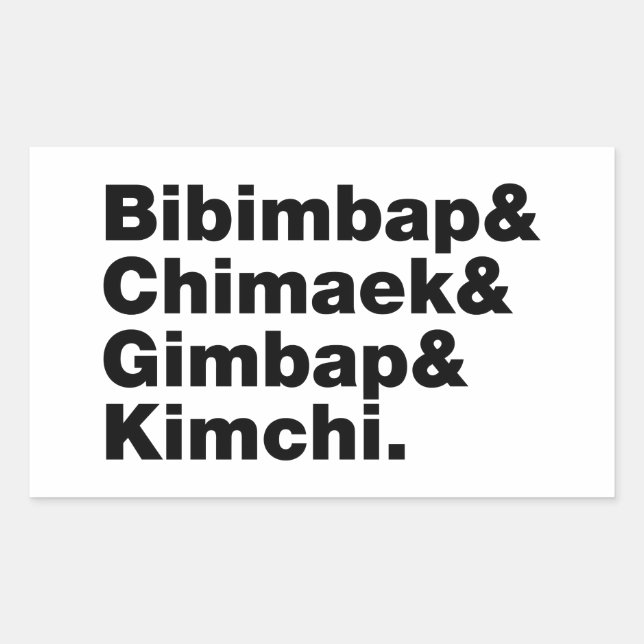 Adesivo Retangular Bibimbap & Chimaek & Gimbap & Kimchi. Comidas core (Frente)