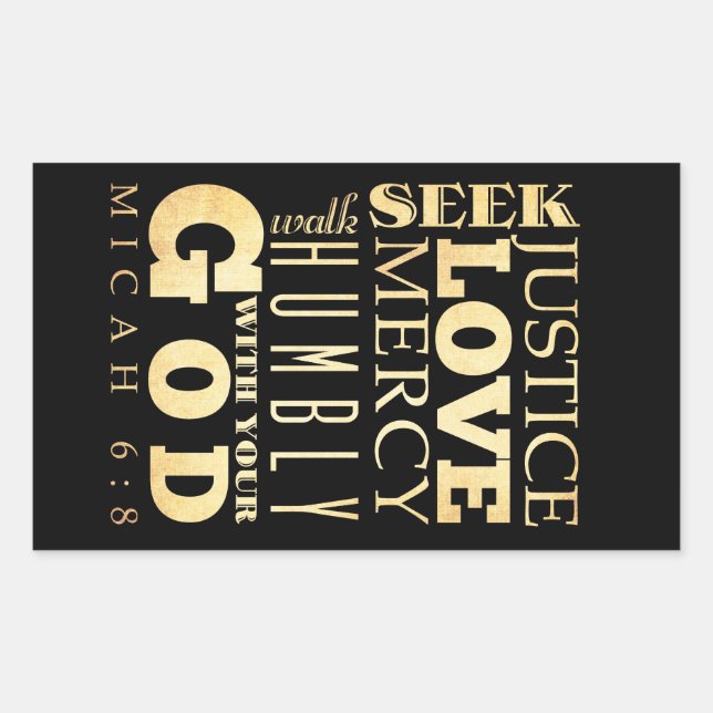 Adesivo Retangular Bíblia Escritural Cristã Verso - Micah 6:8 (Frente)