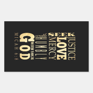 Adesivo Retangular Bíblia Escritural Cristã Verso - Micah 6:8