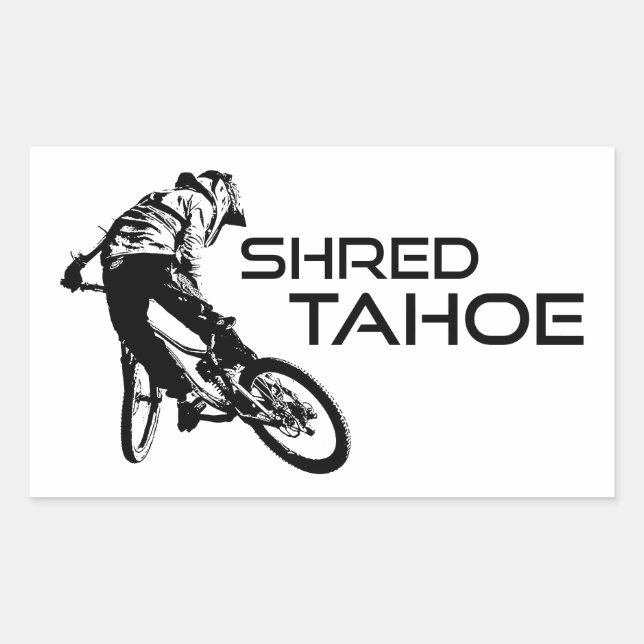 Adesivo Retangular Bicicleta de Montanha do Lago Shred Tahoe (Frente)