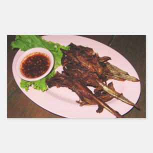 Adesivo Retangular Bicos de Pato de CHURRASCO... Comida de Rua Asiát