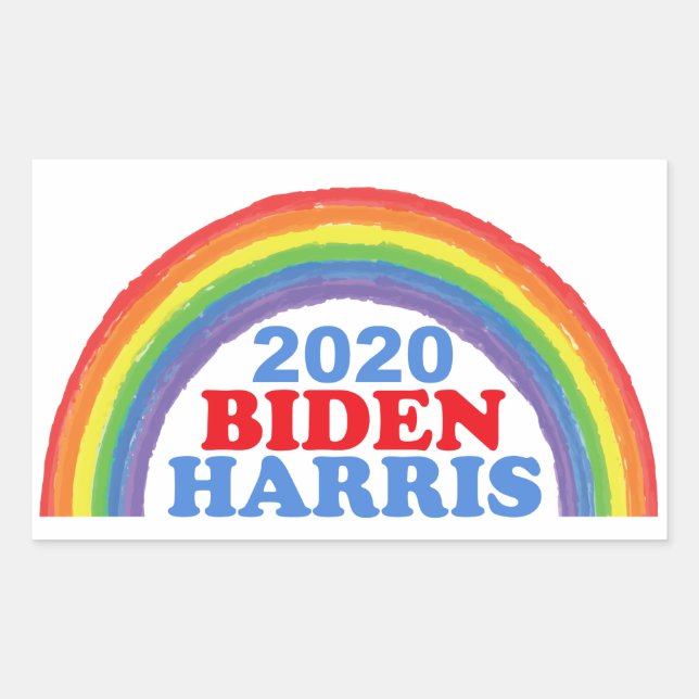 Adesivo Retangular Biden Harris 2020 Rainbow (Frente)