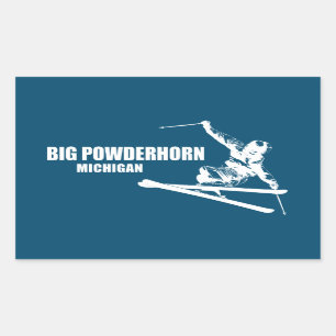 Adesivo Retangular Big Powderhorn Mountain Michigan Skier