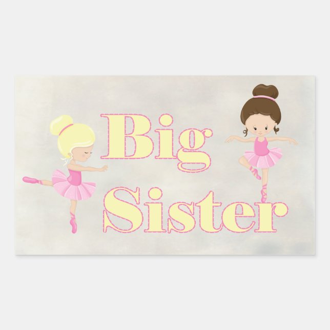 Adesivo Retangular Big Sister Dancing Ballerina Sibling (Frente)