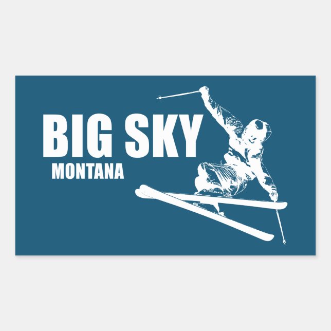 Adesivo Retangular Big Sky Resort Montana Skier (Frente)