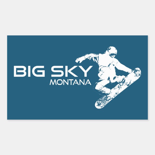 Adesivo Retangular Big Sky Resort Montana Snowboarder (Frente)