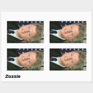 Adesivo Retangular Bill Clinton Presidente da Casa Branca Retrato Rec