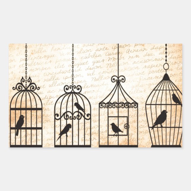 Adesivo Retangular Birdcage Silhouettes (Frente)