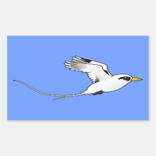 Adesivo Retangular Birdorable Branco-atou Tropicbird em vôo