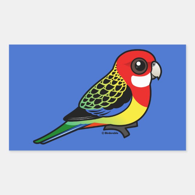 Adesivo Retangular Birdorable Eastern Rosella (Frente)