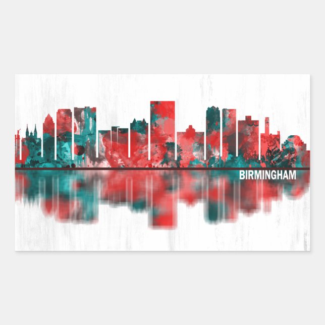 Adesivo Retangular Birmingham Alabama Skyline (Frente)
