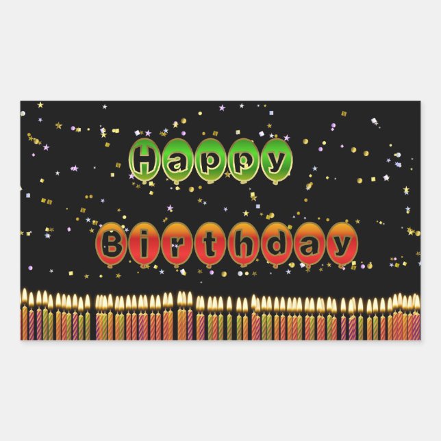 Adesivo Retangular Birthday Balloon Sticker (Frente)