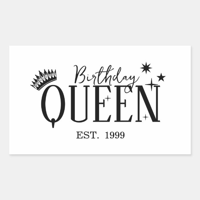 Adesivo Retangular Birthday queen (Frente)