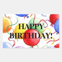 Adesivo Retangular Birthday Stickers Feliz Balões de Aniversário