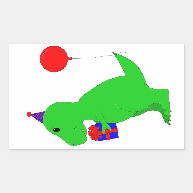 Adesivo Retangular Birthday T-Rex (Frente)