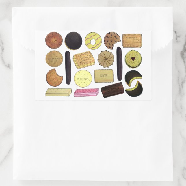 Adesivo Retangular Biscoitos britânicos Pão-de-Atalho Rich Tea Digest (Bolsa)