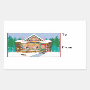 Adesivo Retangular Biskie Natal Gingerbread Tags Stickers