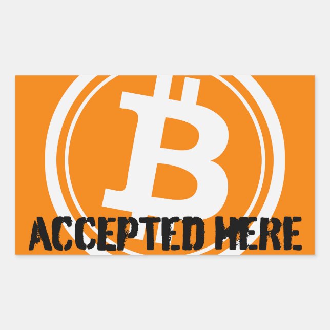 Adesivo Retangular Bitmoney Aceite aqui Logotipo (Frente)