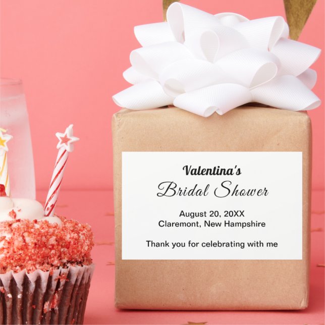 Adesivo Retangular Black and White Typography Bridal Shower (Festa)