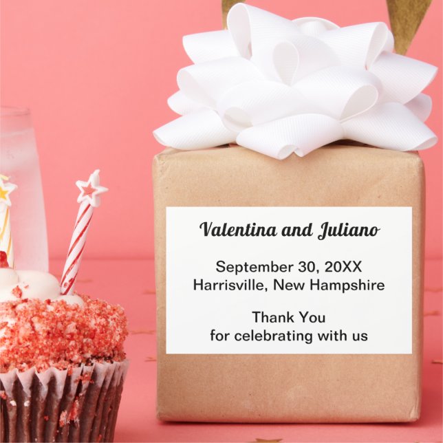 Adesivo Retangular Black and White Wedding Rectangle Favor Sticker (Festa)