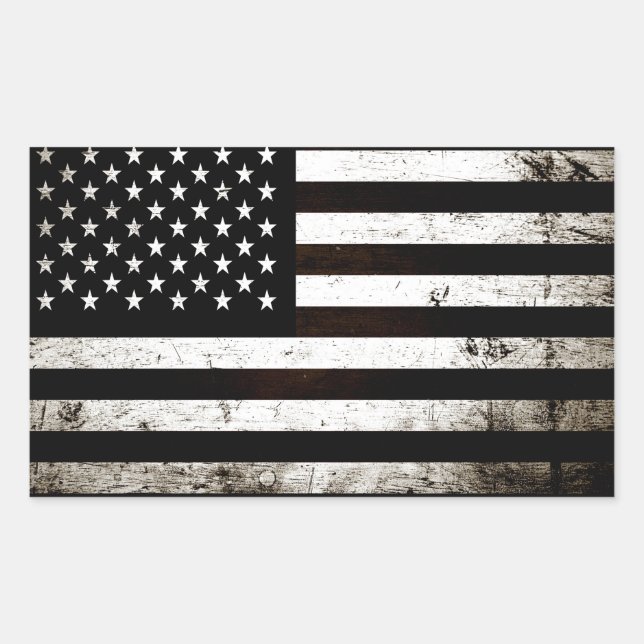 Adesivo Retangular Black Grunge American Flag 2 (Frente)