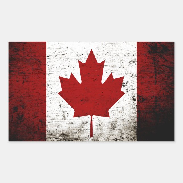 Adesivo Retangular Black Grunge Canada Flag (Frente)