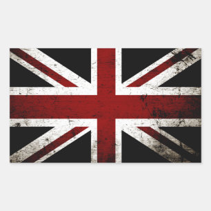 Adesivo Retangular Black Grunge England Flag 3