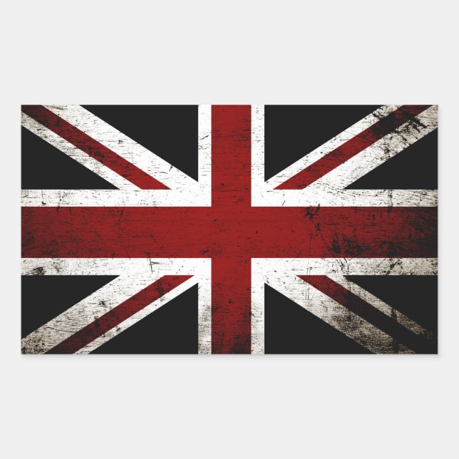 Adesivo Retangular Black Grunge England Flag 3 (Frente)