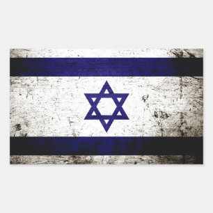 Adesivo Retangular Black Grunge Israel Flag