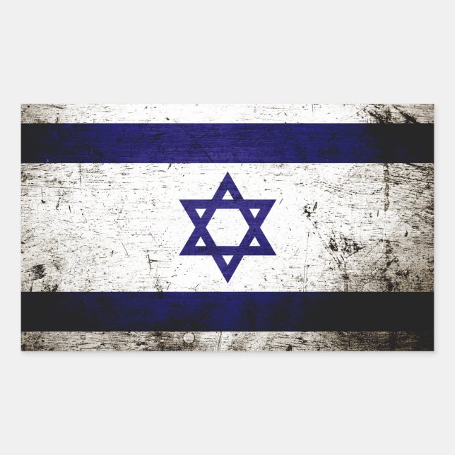 Adesivo Retangular Black Grunge Israel Flag (Frente)