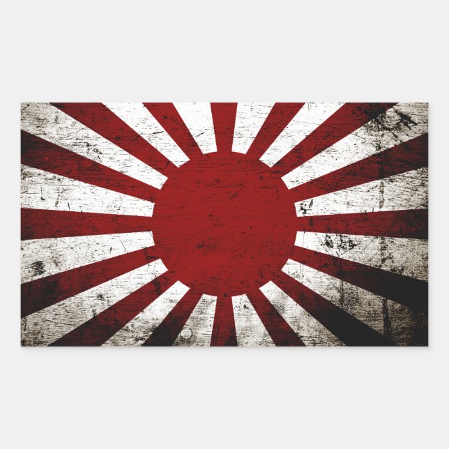 Adesivo Retangular Black Grunge Japan Ascensão Sun Flag (Frente)
