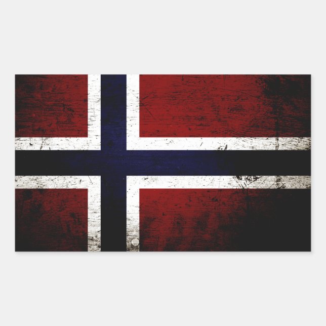 Adesivo Retangular Black Grunge Norway Flag (Frente)