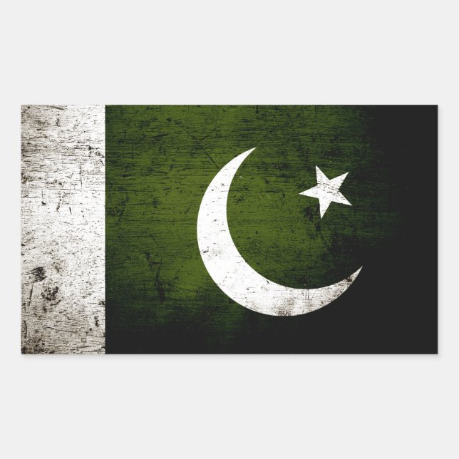 Adesivo Retangular Black Grunge Pakistan Flag (Frente)