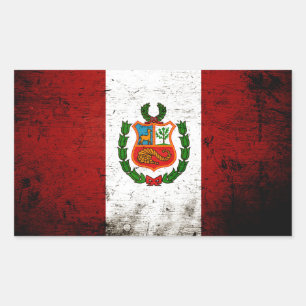 Adesivo Retangular Black Grunge Peru Flag