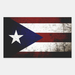 Adesivo Retangular Black Grunge Puerto Rico Flag