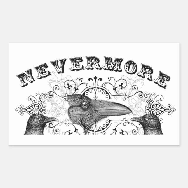 Adesivo Retangular Black Raven Corvid Nunca Mais (Frente)