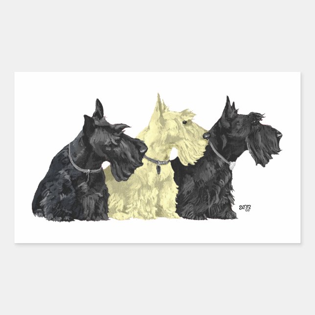 Adesivo Retangular Black & Wheaten Scottish Terriers (Frente)