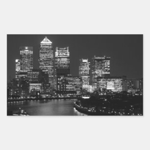 Adesivo Retangular Black White City Night UK Viagem