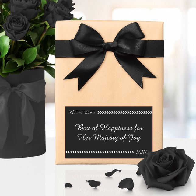 Adesivo Retangular Black & White Elegant Romantic Gift Sticker (Criador carregado)