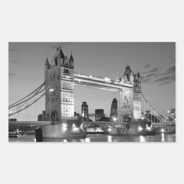 Adesivo Retangular Black White Tower Bridge (Frente)