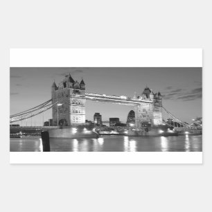 Adesivo Retangular Black White Tower Bridge
