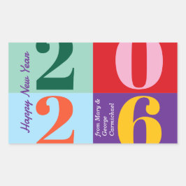 Adesivo Retangular Blocos de Ano Coloridos e Negritos Festa de Ano No