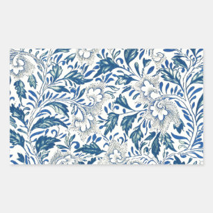 Adesivo Retangular Blue Floral Asian Vintage