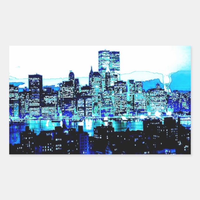 Adesivo Retangular Blue New York (Frente)