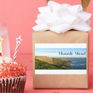 Adesivo Retangular Blue Sea Cliff e Sky Photo Obrigado Sticker